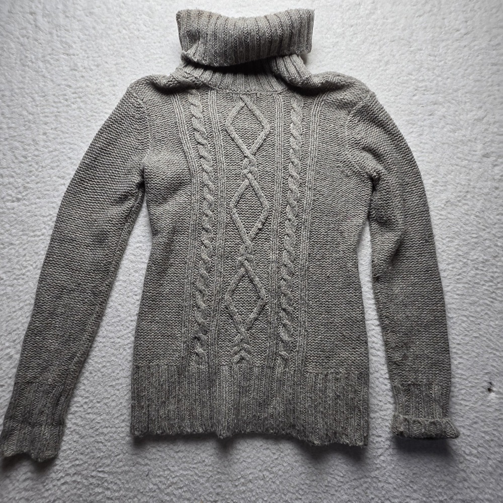 Columbia Sweater Womens Small Gray Turtleneck Long Sleeve Cable Knit Pullover